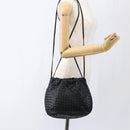 BOTTEGA VENETA INTRECCIATO Shoulder Bag Leather Black Gold Auth ep13348-20