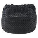 BOTTEGA VENETA INTRECCIATO Shoulder Bag Leather Black Gold Auth ep13348-2