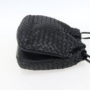 BOTTEGA VENETA INTRECCIATO Shoulder Bag Leather Black Gold Auth ep13348-4