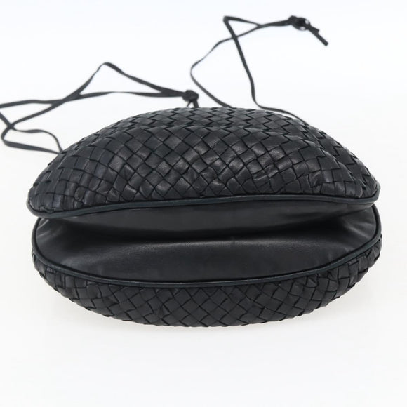 BOTTEGA VENETA INTRECCIATO Shoulder Bag Leather Black Gold Auth ep13348