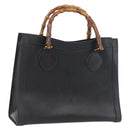 GUCCI Bamboo Tote Bag Leather Black Gold 002 0260 Auth ep13352-1