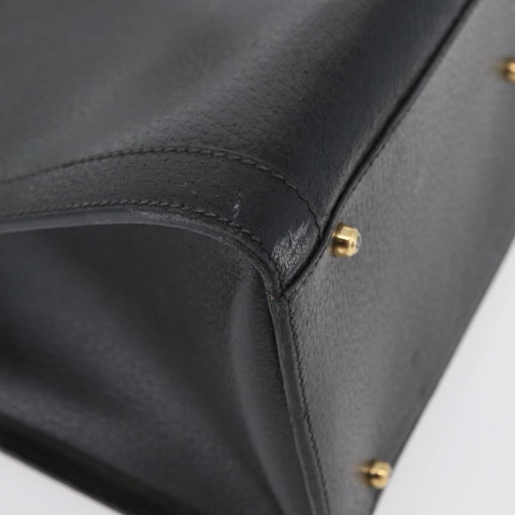 GUCCI Bamboo Tote Bag Leather Black Gold 002 0260 Auth ep13352