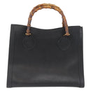 GUCCI Bamboo Tote Bag Leather Black Gold 002 0260 Auth ep13352-2