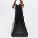 GUCCI Bamboo Tote Bag Leather Black Gold 002 0260 Auth ep13352-4