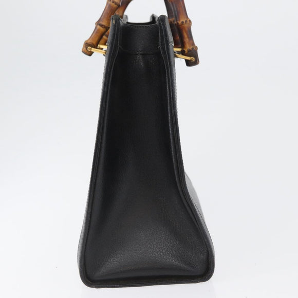GUCCI Bamboo Tote Bag Leather Black Gold 002 0260 Auth ep13352