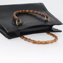 GUCCI Bamboo Tote Bag Leather Black Gold 002 0260 Auth ep13352-6