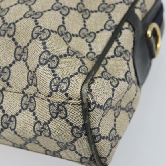 GUCCI GG Supreme Sherry Line Hand Bag PVC Navy Gold Auth ep13353