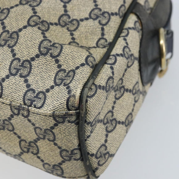 GUCCI GG Supreme Sherry Line Hand Bag PVC Navy Gold Auth ep13353