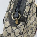 GUCCI GG Supreme Sherry Line Hand Bag PVC Navy Gold Auth ep13353-10