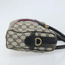 GUCCI GG Supreme Sherry Line Hand Bag PVC Navy Gold Auth ep13353-3