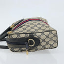 GUCCI GG Supreme Sherry Line Hand Bag PVC Navy Gold Auth ep13353-4