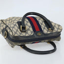 GUCCI GG Supreme Sherry Line Hand Bag PVC Navy Gold Auth ep13353-6