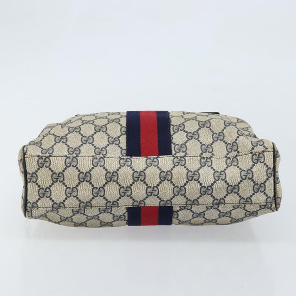 GUCCI GG Supreme Sherry Line Hand Bag PVC Navy Gold Auth ep13353