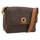 CELINE Macadam Canvas Circle Shoulder Bag PVC Leather Brown Gold Auth ep13354-1