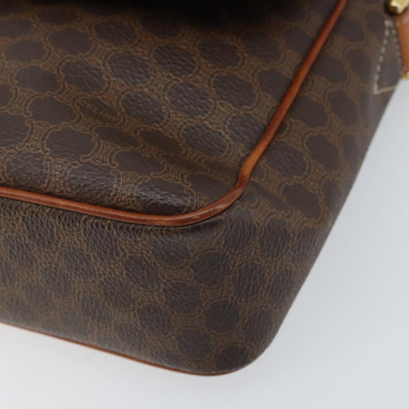 CELINE Macadam Canvas Circle Shoulder Bag PVC Leather Brown Gold Auth ep13354