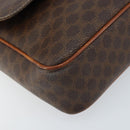 CELINE Macadam Canvas Circle Shoulder Bag PVC Leather Brown Gold Auth ep13354-14