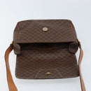 CELINE Macadam Canvas Circle Shoulder Bag PVC Leather Brown Gold Auth ep13354-10