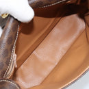 CELINE Macadam Canvas Circle Shoulder Bag PVC Leather Brown Gold Auth ep13354-11