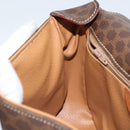 CELINE Macadam Canvas Circle Shoulder Bag PVC Leather Brown Gold Auth ep13354-19