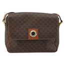 CELINE Macadam Canvas Circle Shoulder Bag PVC Leather Brown Gold Auth ep13354-13
