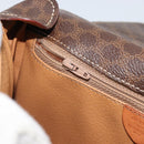 CELINE Macadam Canvas Circle Shoulder Bag PVC Leather Brown Gold Auth ep13354-20