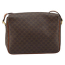 CELINE Macadam Canvas Circle Shoulder Bag PVC Leather Brown Gold Auth ep13354-2