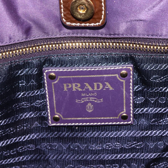 PRADA Hand Bag Nylon Purple Gold Auth ep13355