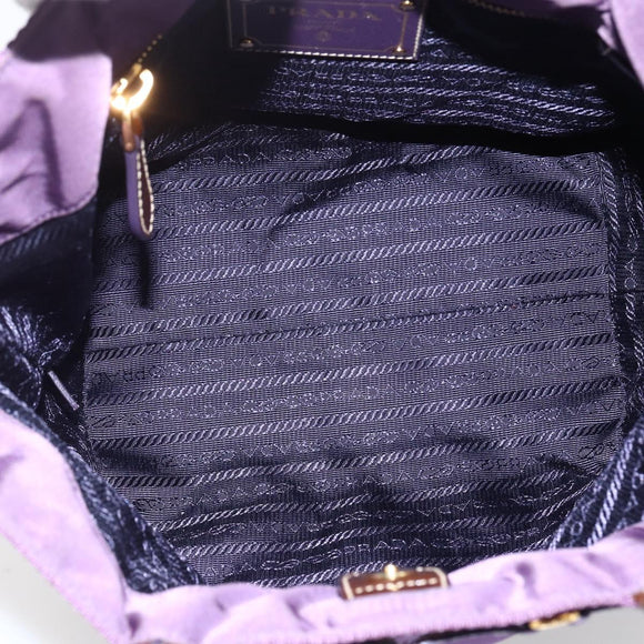 PRADA Hand Bag Nylon Purple Gold Auth ep13355