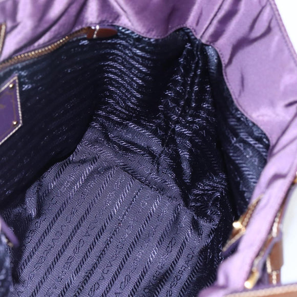 PRADA Hand Bag Nylon Purple Gold Auth ep13355