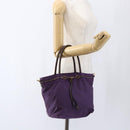 PRADA Hand Bag Nylon Purple Gold Auth ep13355-21