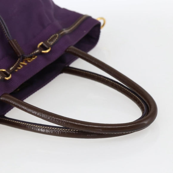 PRADA Hand Bag Nylon Purple Gold Auth ep13355
