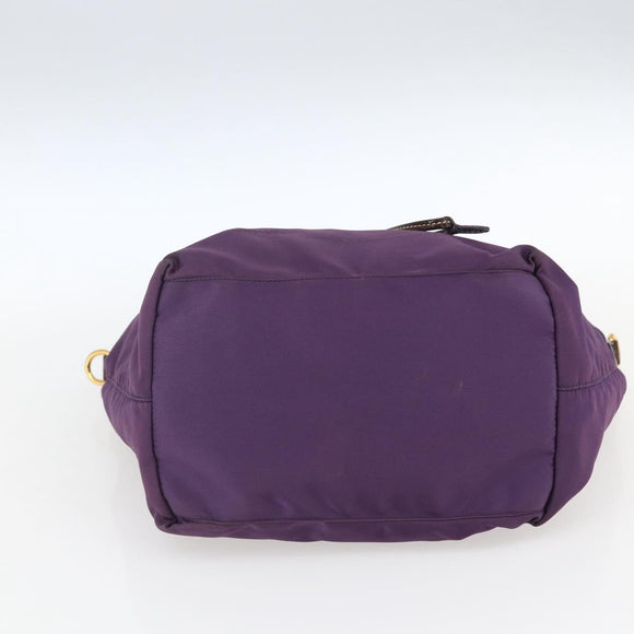 PRADA Hand Bag Nylon Purple Gold Auth ep13355