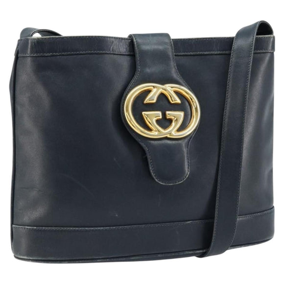 GUCCI Umhängetasche Leder Schwarz Gold 23 01 1633 Auth ep13358
