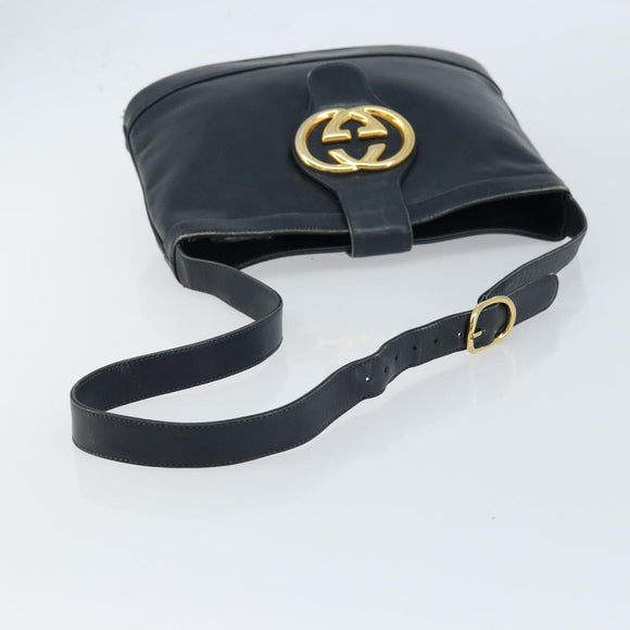 GUCCI Umhängetasche Leder Schwarz Gold 23 01 1633 Auth ep13358