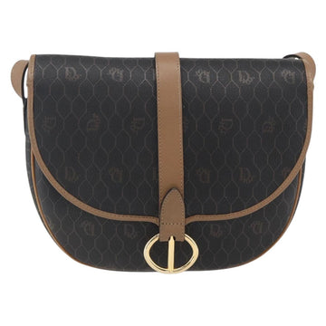 Christian Dior Honeycomb Canvas Shoulder Bag PVC Black Gold Auth ep13360 - 0