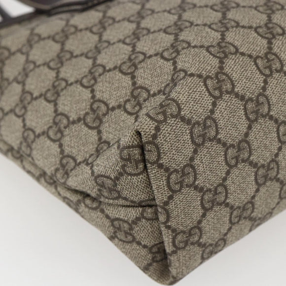 GUCCI GG Supreme Tote Bag PVC Beige Silver 211138 Auth ep13363V