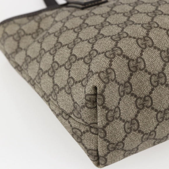 GUCCI GG Supreme Tote Bag PVC Beige Silver 211138 Auth ep13363V