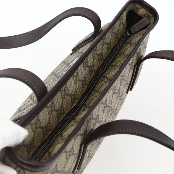 GUCCI GG Supreme Tote Bag PVC Beige Silver 211138 Auth ep13363V