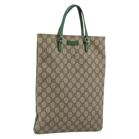 GUCCI GG Supreme Hand Bag PVC Beige Silver 117551 Auth ep13364