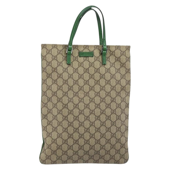 GUCCI GG Supreme Hand Bag PVC Beige Silver 117551 Auth ep13364