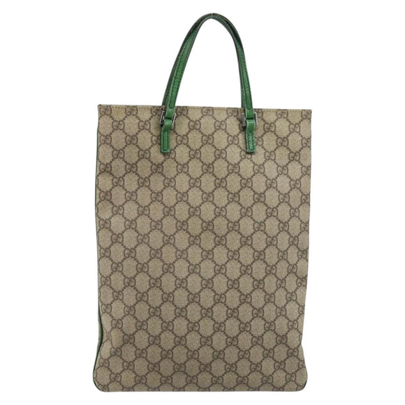 GUCCI GG Supreme Hand Bag PVC Beige Silver 117551 Auth ep13364