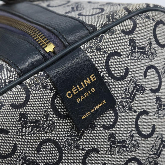 CELINE C Sulky Boston Bag Canvas Navy Gold Auth ep13370