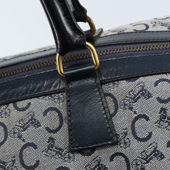 CELINE C Sulky Boston Bag Canvas Navy Gold Auth ep13370