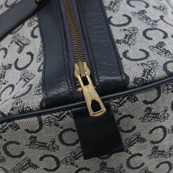 CELINE C Sulky Boston Bag Canvas Navy Gold Auth ep13370