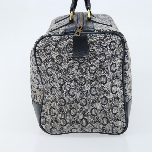 CELINE C Sulky Boston Bag Canvas Navy Gold Auth ep13370