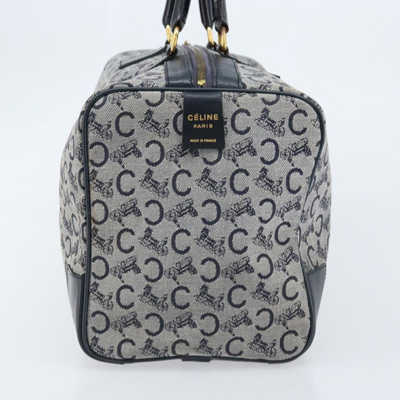 CELINE C Sulky Boston Bag Canvas Navy Gold Auth ep13370