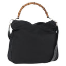 GUCCI Bamboo Hand Bag Nylon 2way Black Silver 001 1998 1577 Auth ep13375-1