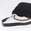 GUCCI Bamboo Hand Bag Nylon 2way Black Silver 001 1998 1577 Auth ep13375-9