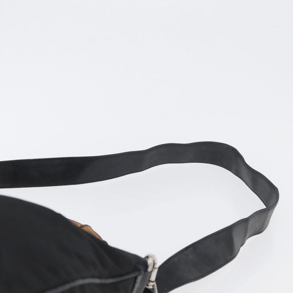 GUCCI Bamboo Hand Bag Nylon 2way Black Silver 001 1998 1577 Auth ep13375