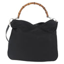 GUCCI Bamboo Hand Bag Nylon 2way Black Silver 001 1998 1577 Auth ep13375-13